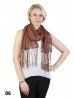 Sequined Flower Mesh Scarf W/ Fringe